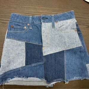 Patchwork Denim Mini Skirt